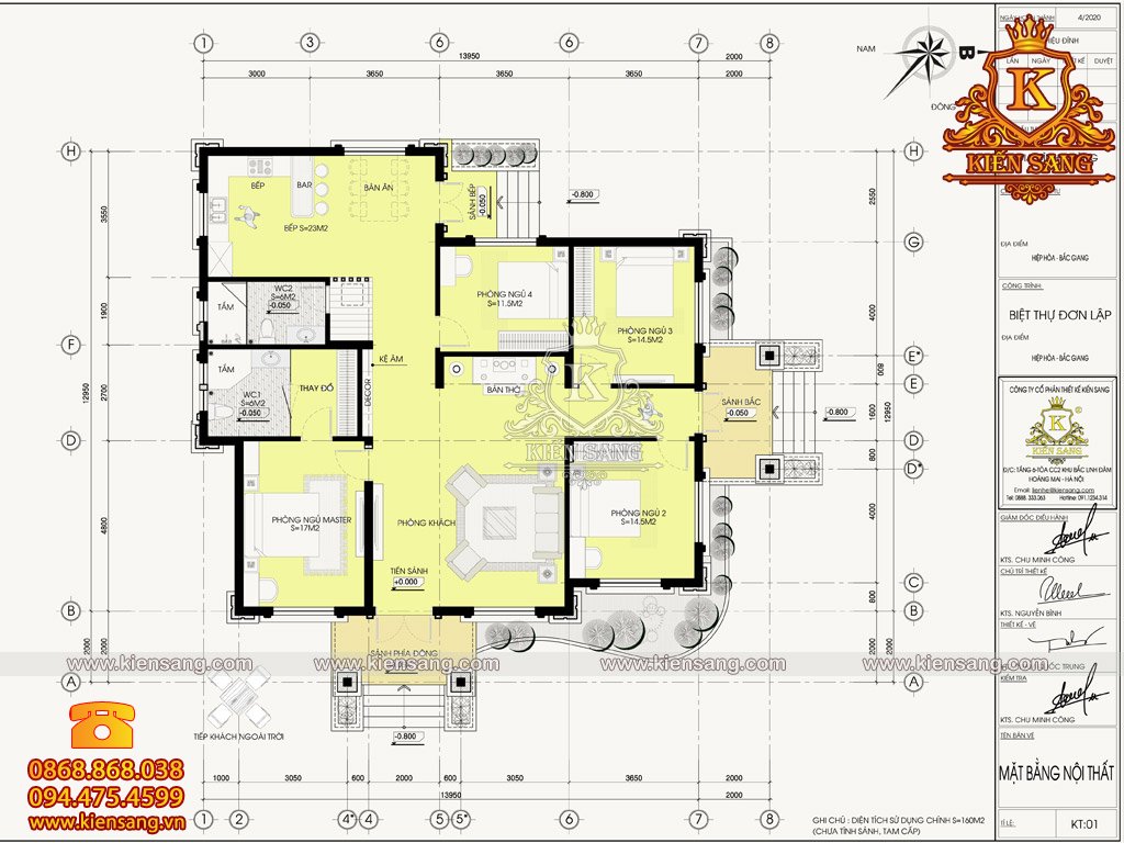 Thiết kế biệt thự 1 tầng tại Yên Bái