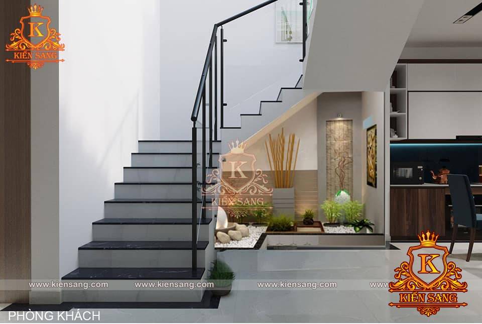 Mẫu thiết kế nội thất phòng khách liền bếp hiện đại đẹp nhất 2023