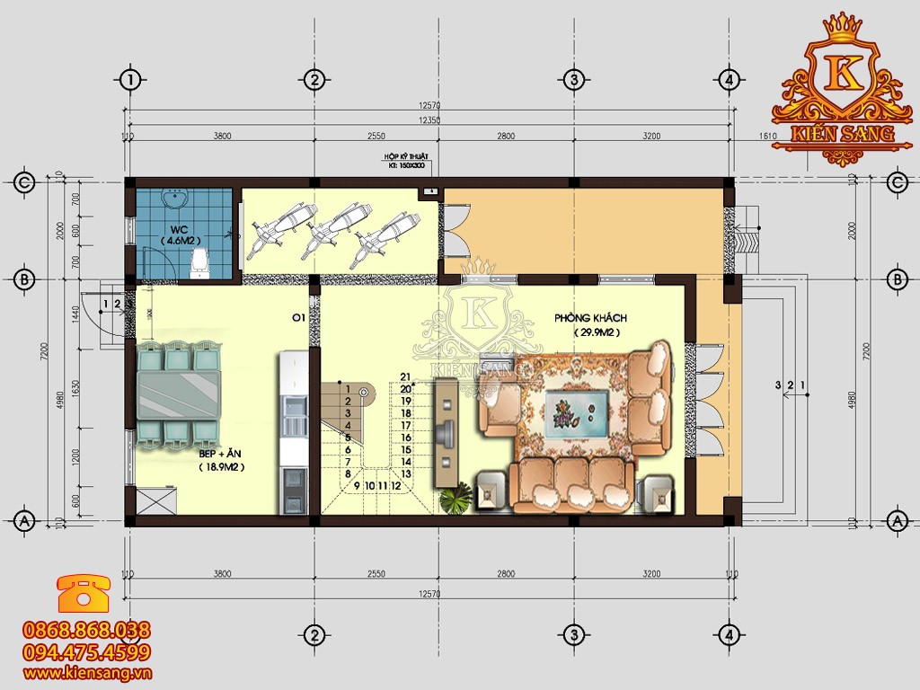 Thiết kế biệt thự 3 tầng tân cổ điển tại Hà Nam