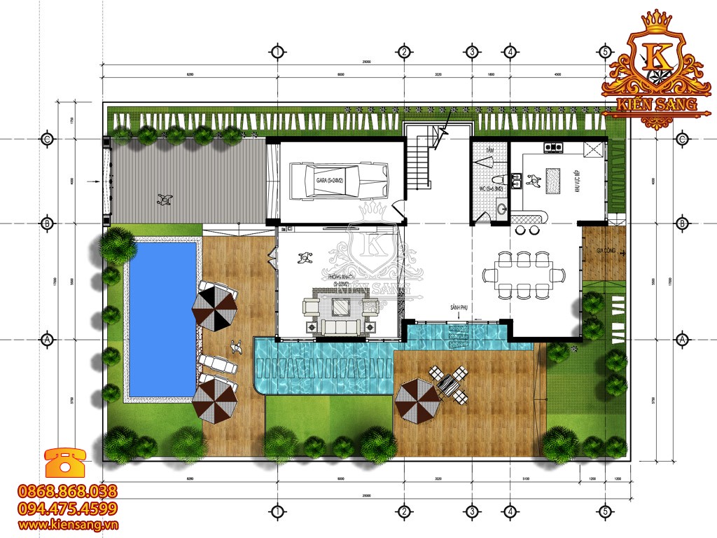 Thiết kế biệt thự 3 tầng hiện đại tại Sóc Trăng