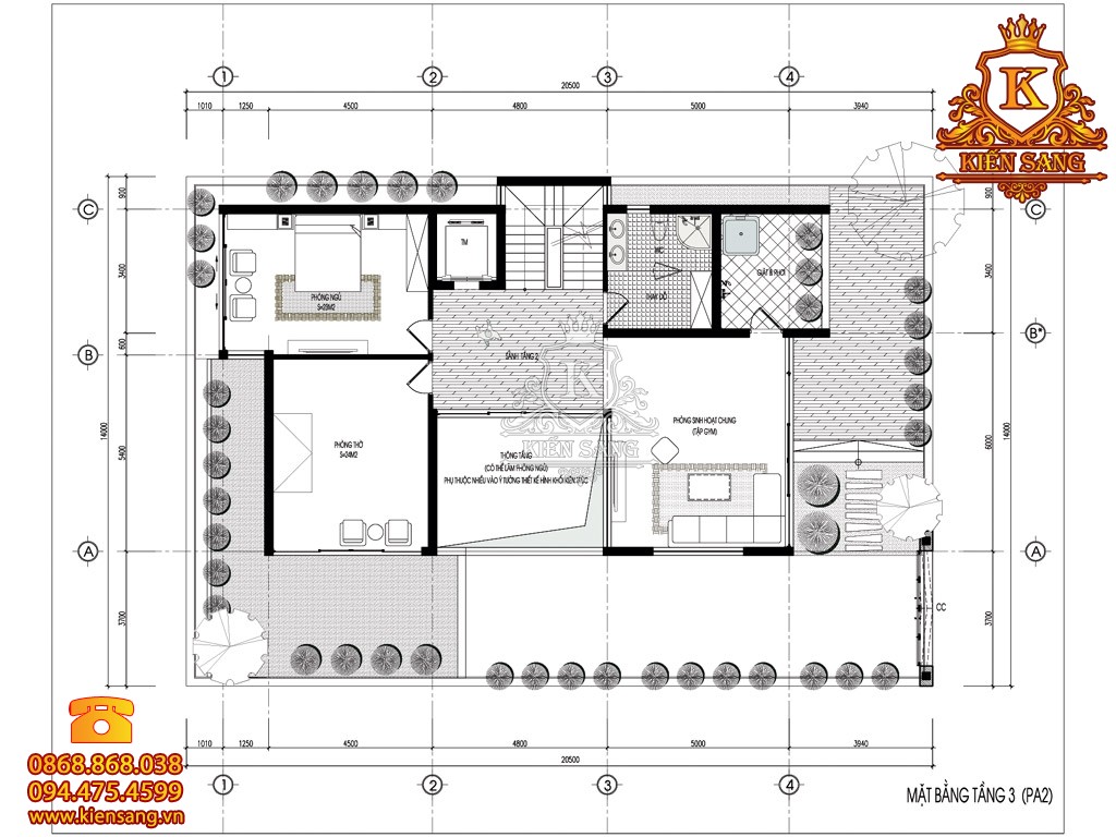 Thiết kế biệt thự 3 tầng hiện đại tại Quảng Ngãi