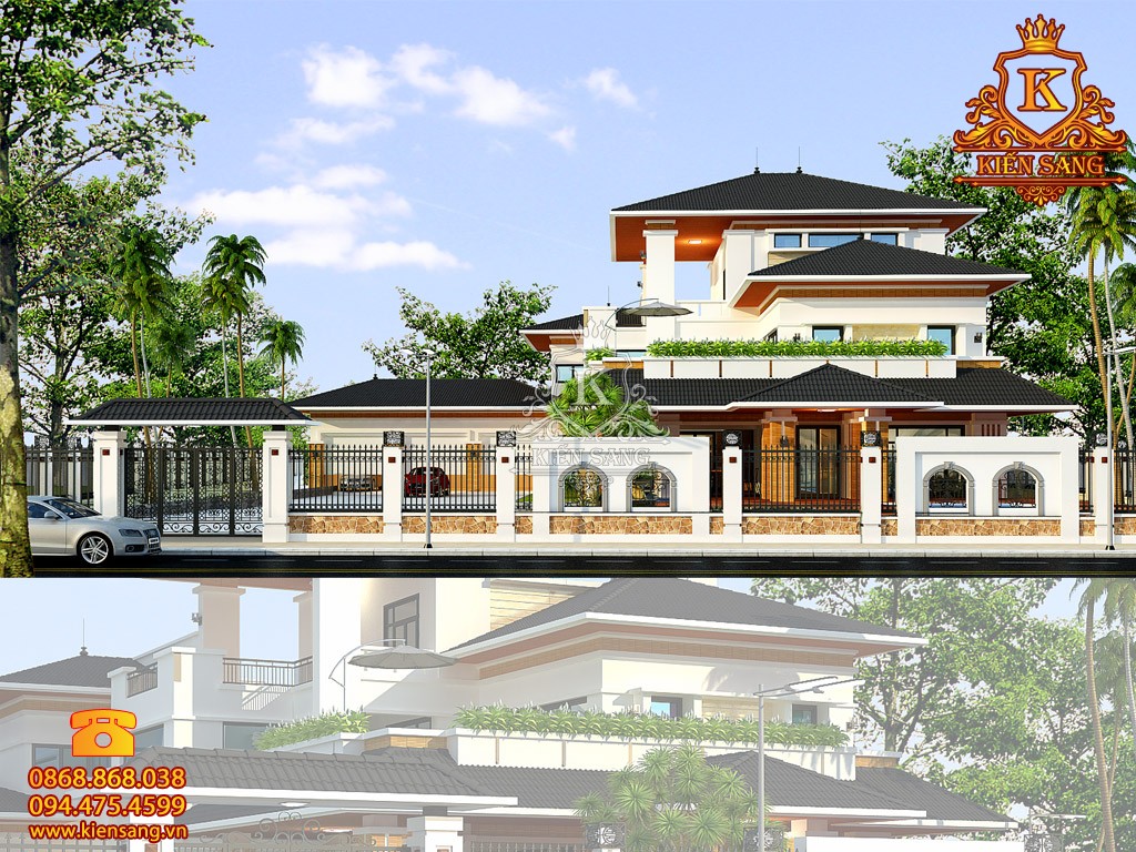 Thiết kế biệt thự sân vườn 3 tầng tại Bắc Giang