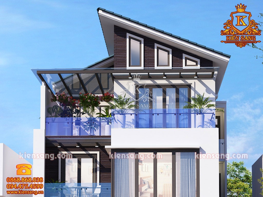 Thiết kế biệt thự 3 tầng mái lệch hiện đại tại Hà Nam