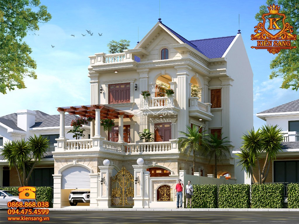 Thiết kế biệt thự 3 tầng tân cổ điển đẹp tại Bắc Ninh