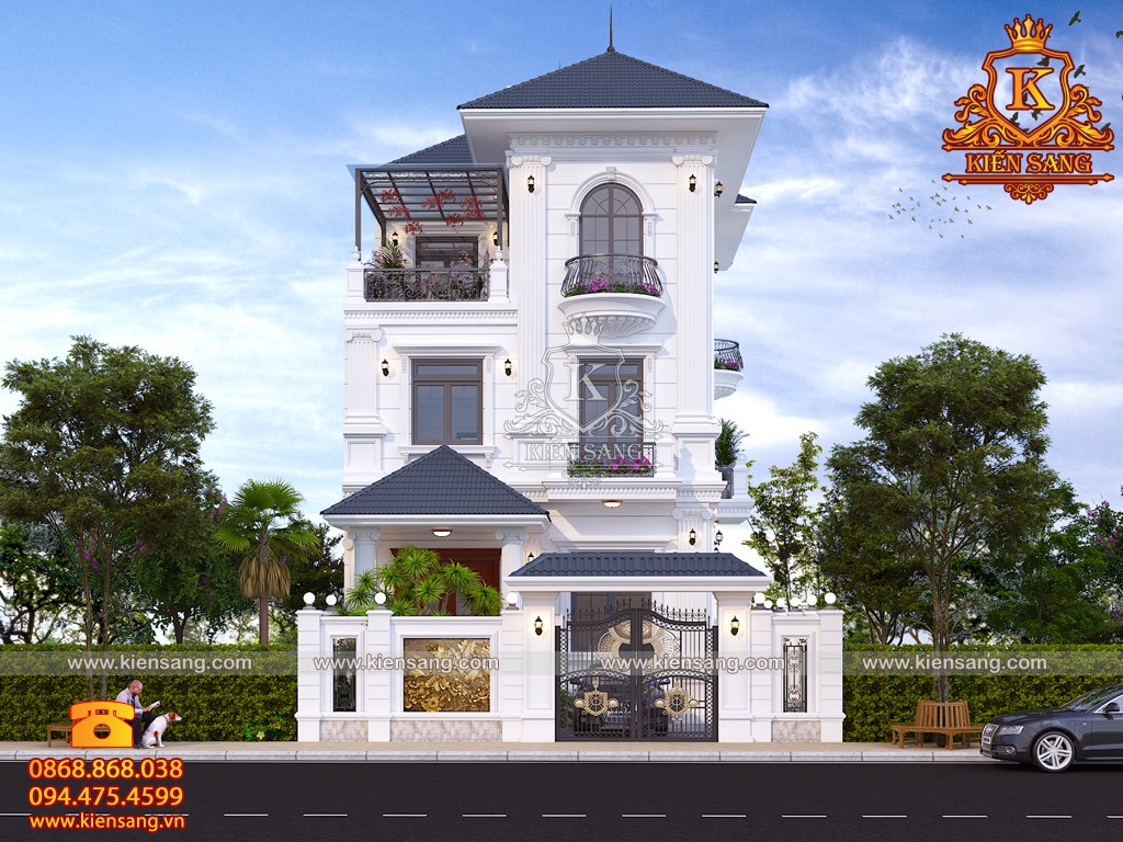 Thiết kế biệt thự 3 tầng mái bằng tại Hà Nội