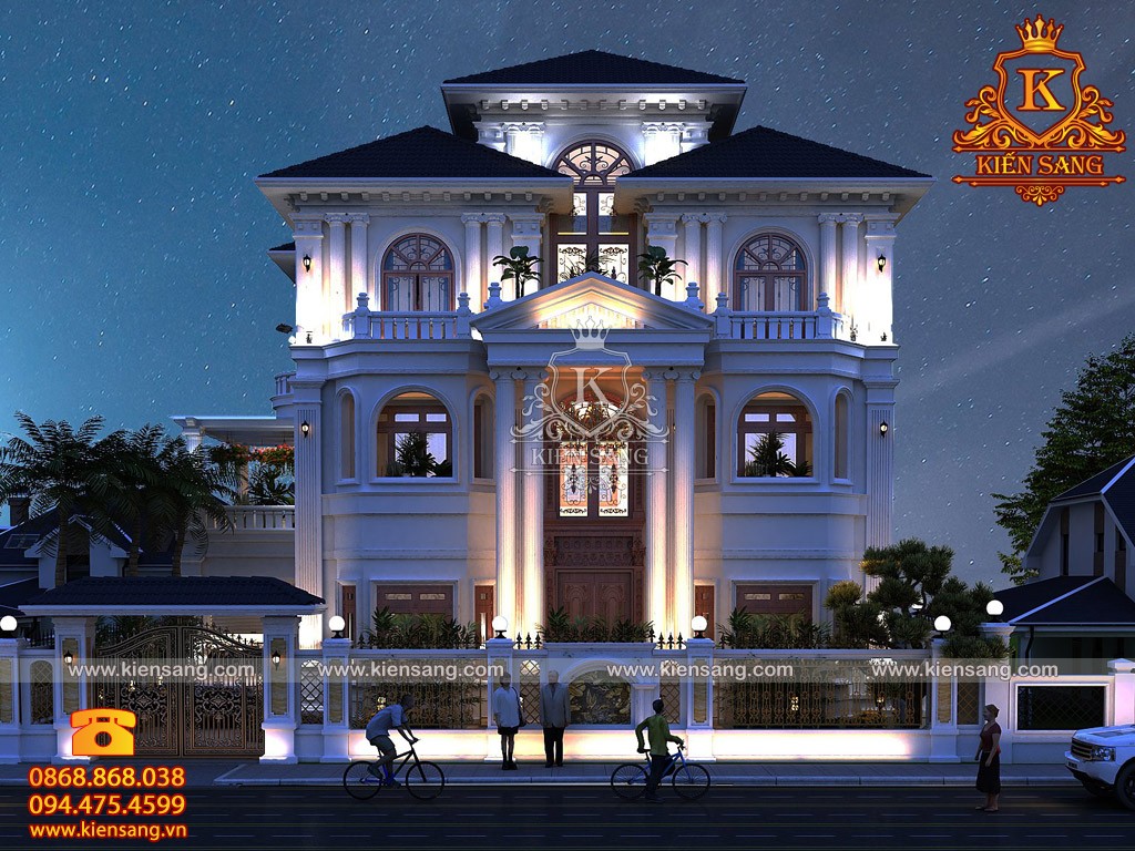Thiết kế biệt thự 3 tầng mái bằng tại Hà Nội