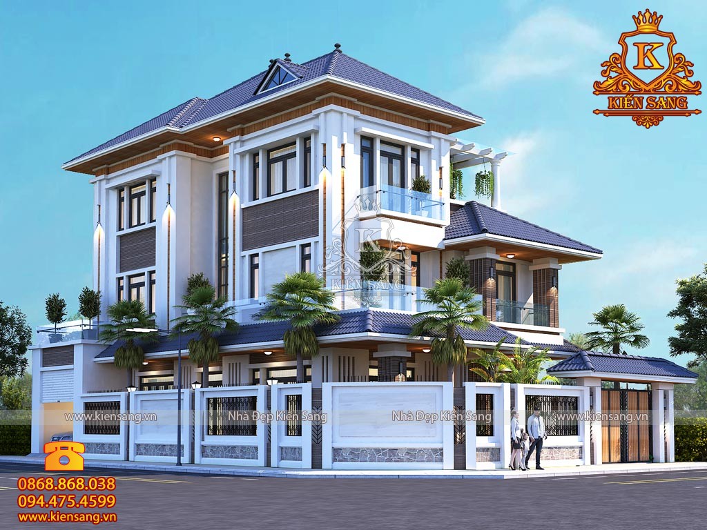 Thiết kế biệt thự 3 tầng mái Nhật tại Quảng Bình